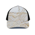 White Brown Grunge Marble Print Black Mesh Trucker Hat