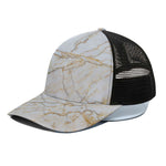 White Brown Grunge Marble Print Black Mesh Trucker Cap