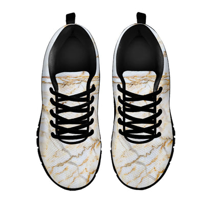 White Brown Grunge Marble Print Black Running Shoes