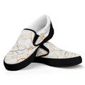 White Brown Grunge Marble Print Black Slip On Sneakers