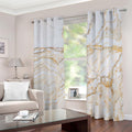 White Brown Grunge Marble Print Dimout Grommet Curtains