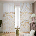 White Brown Grunge Marble Print Dimout Pencil Pleat Curtains