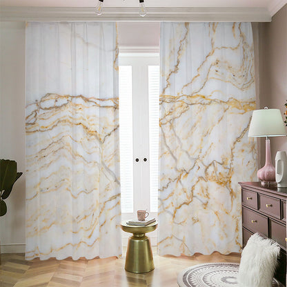 White Brown Grunge Marble Print Blackout Pencil Pleat Curtains