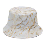 White Brown Grunge Marble Print Bucket Hat