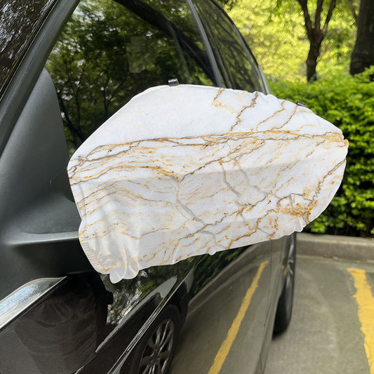 White Brown Grunge Marble Print Car Side Mirror Covers