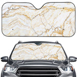 White Brown Grunge Marble Print Car Windshield Sun Shade