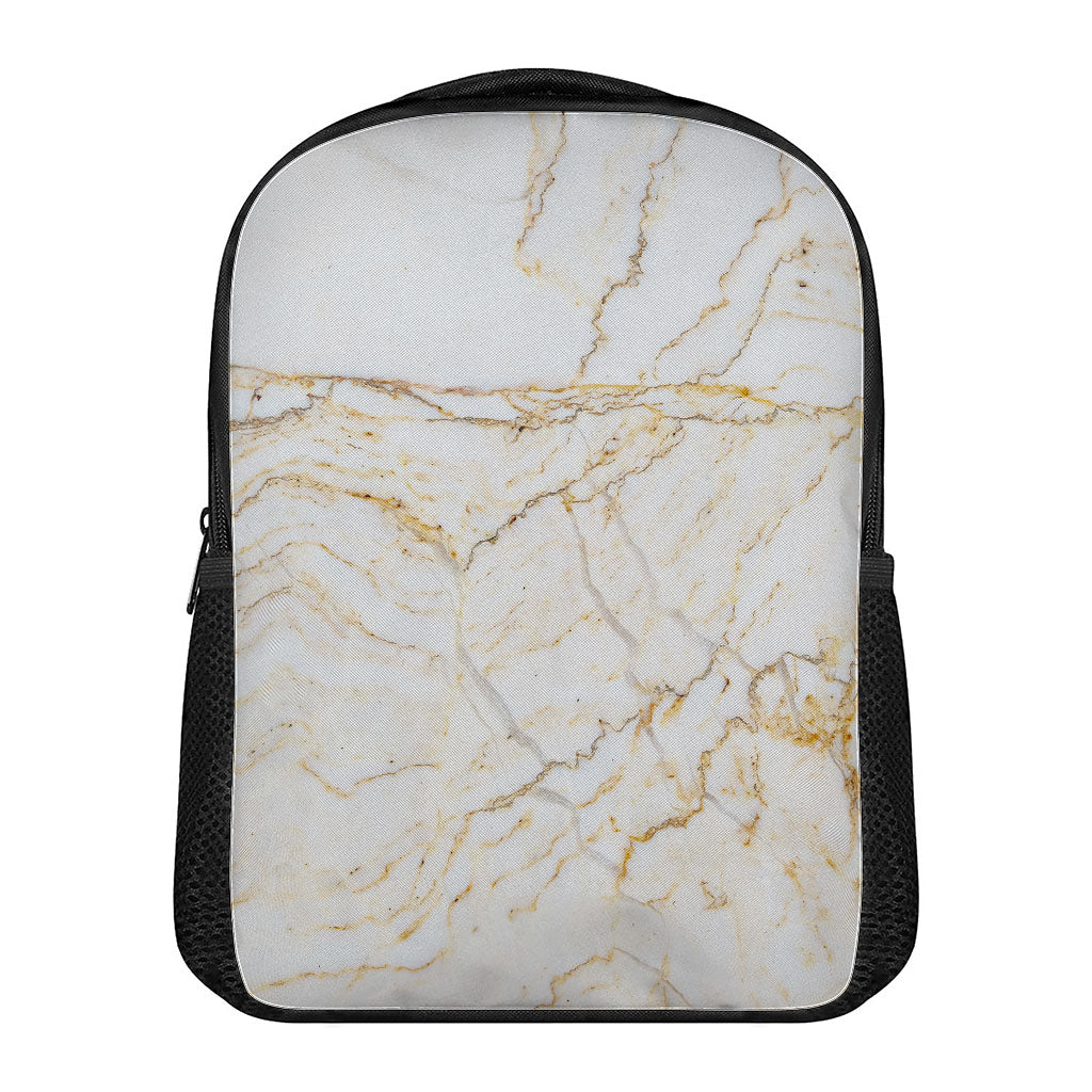White Brown Grunge Marble Print Casual Backpack