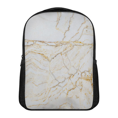 White Brown Grunge Marble Print Casual Backpack