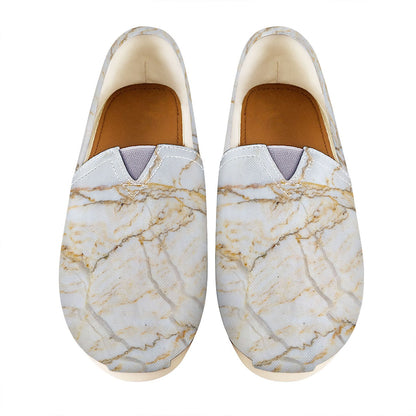 White Brown Grunge Marble Print Casual Shoes
