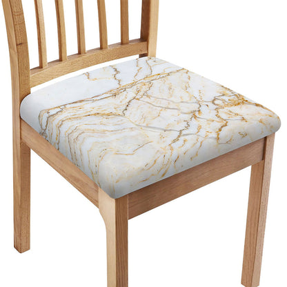 White Brown Grunge Marble Print Chair Cushion Cover