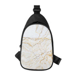White Brown Grunge Marble Print Chest Bag