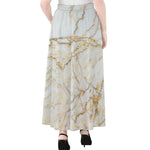 White Brown Grunge Marble Print Chiffon Maxi Skirt
