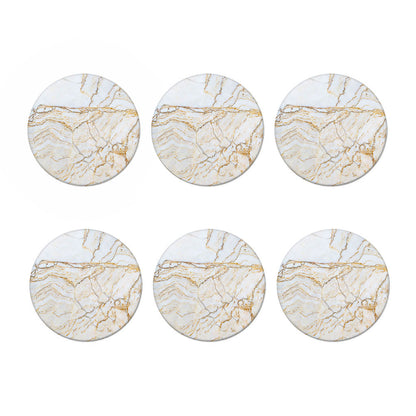 White Brown Grunge Marble Print Coaster Set