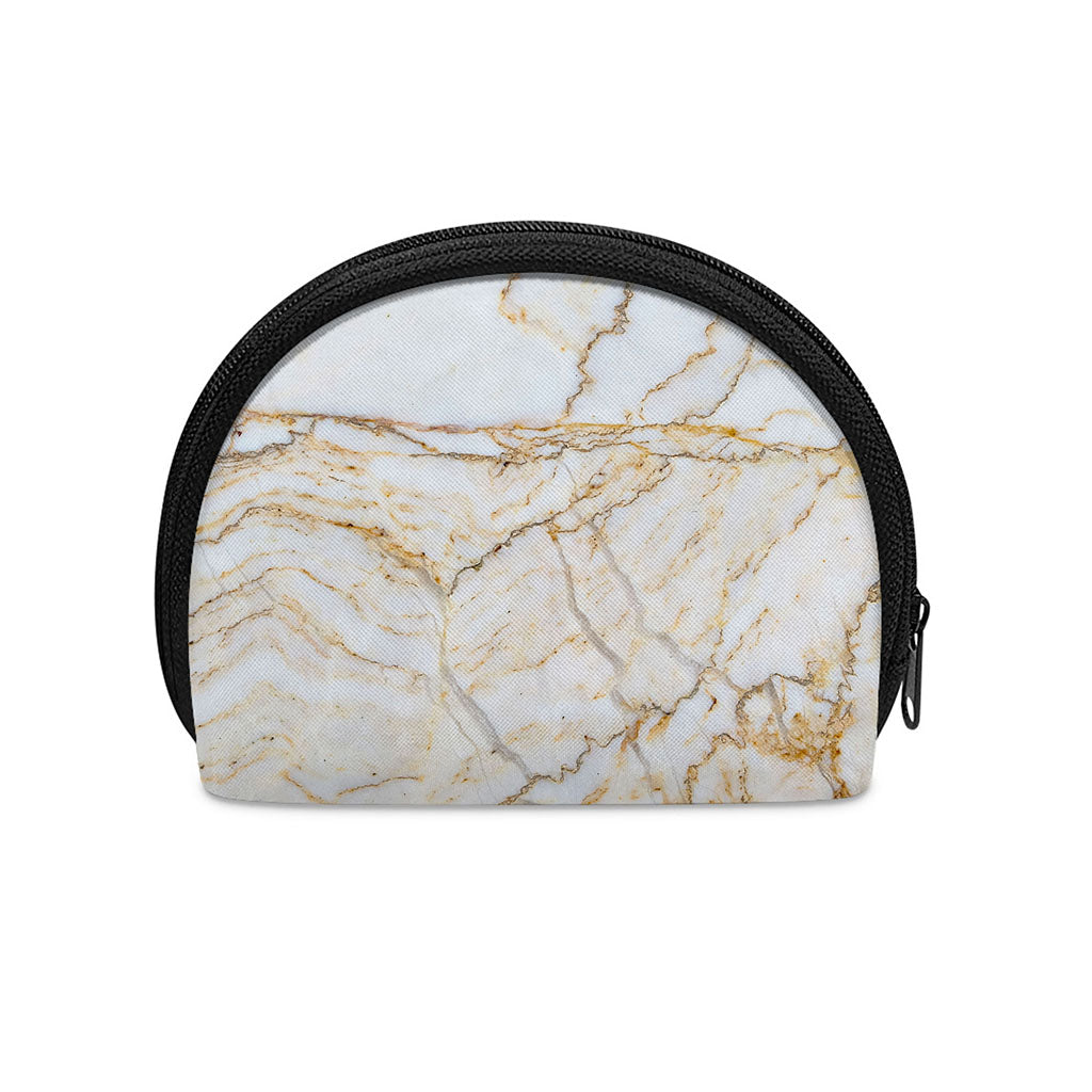 White Brown Grunge Marble Print Coin Purse