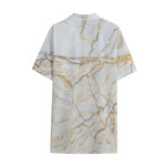 White Brown Grunge Marble Print Cotton Hawaiian Shirt