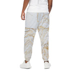 White Brown Grunge Marble Print Cotton Pants