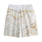 White Brown Grunge Marble Print Cotton Shorts
