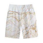 White Brown Grunge Marble Print Cotton Shorts