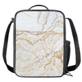 White Brown Grunge Marble Print Crossbody Lunch Bag