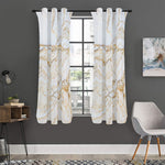 White Brown Grunge Marble Print Curtain