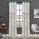 White Brown Grunge Marble Print Curtain