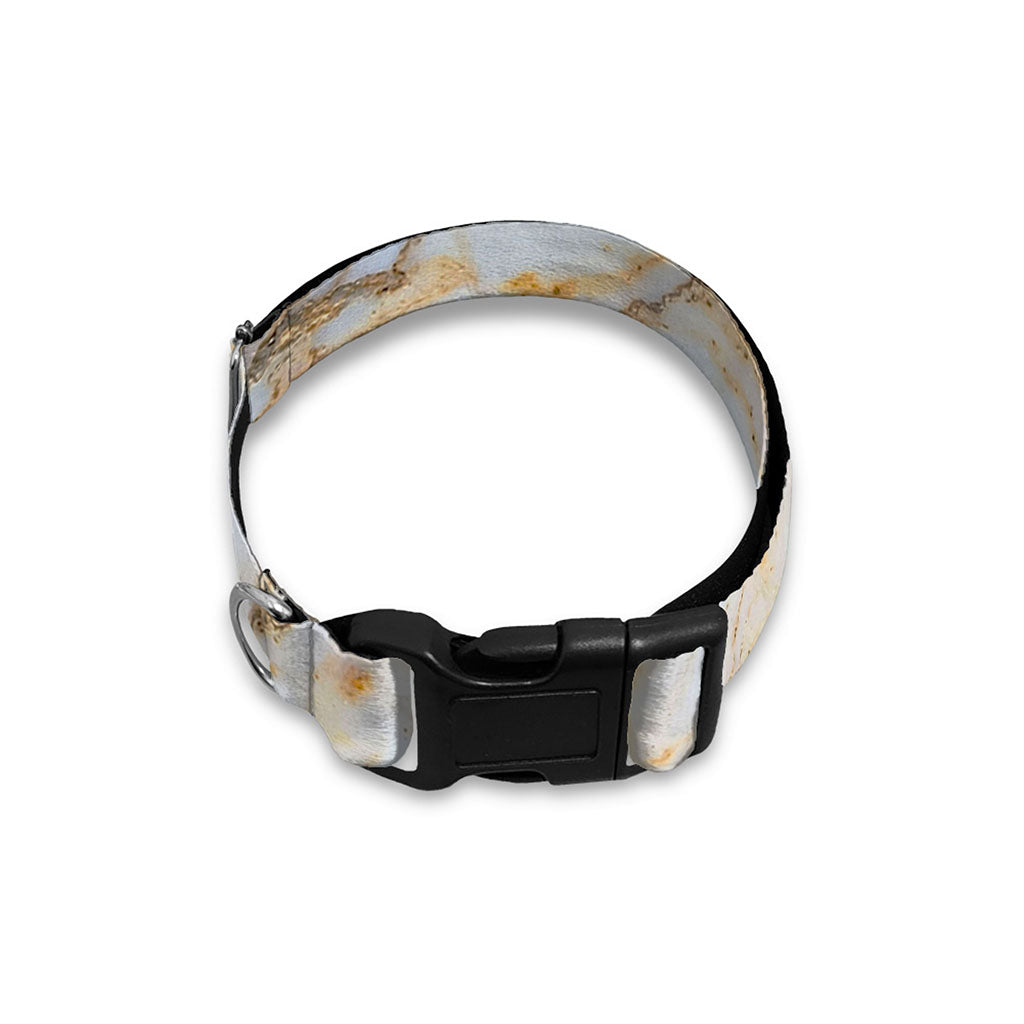 White Brown Grunge Marble Print Dog Collar