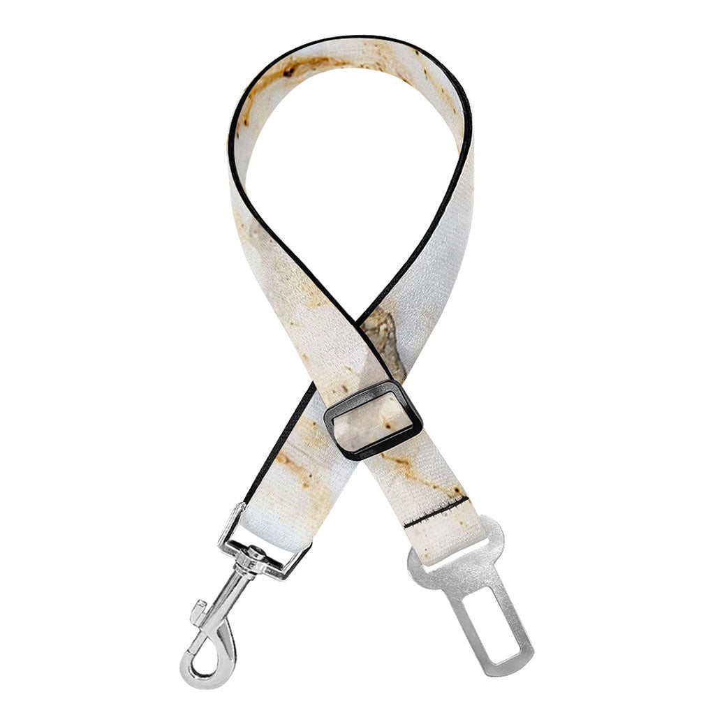 White Brown Grunge Marble Print Dog Seat Belt
