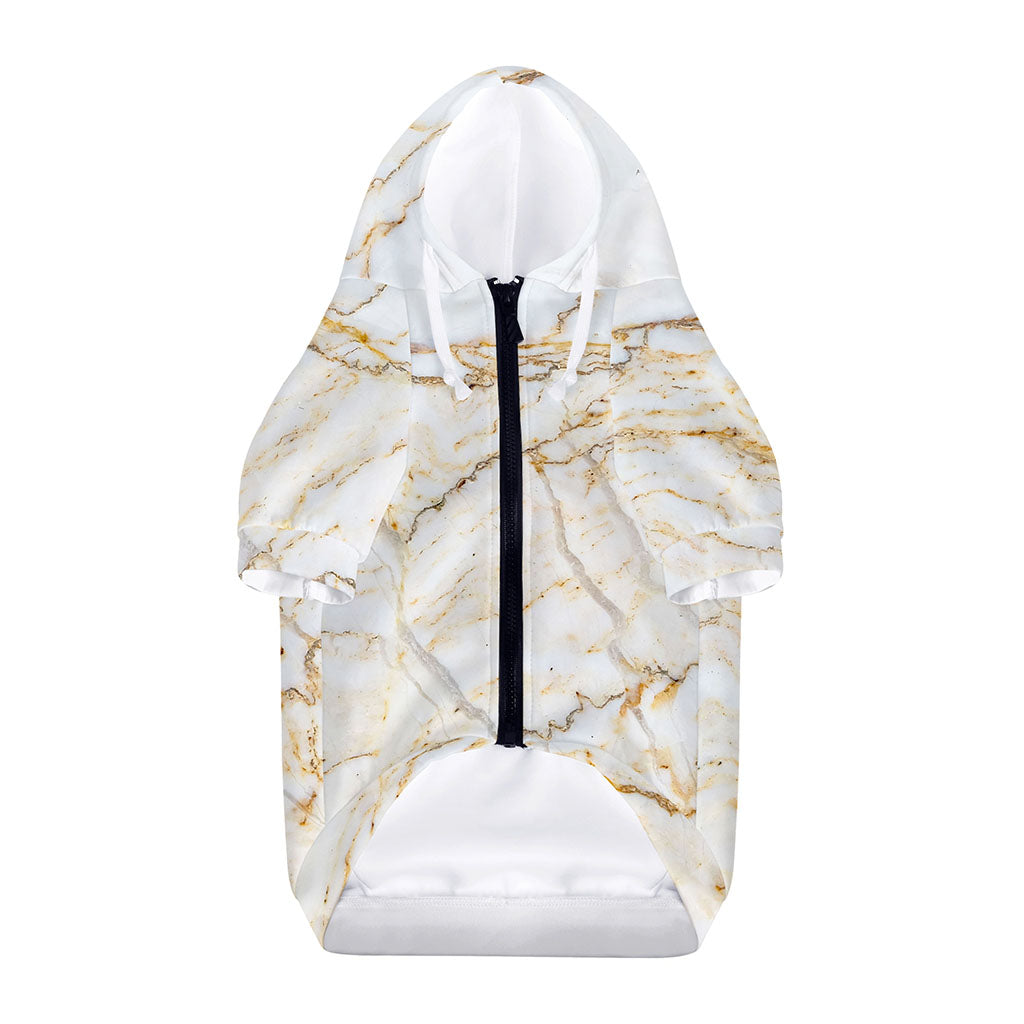 White Brown Grunge Marble Print Dog Zip Up Hoodie