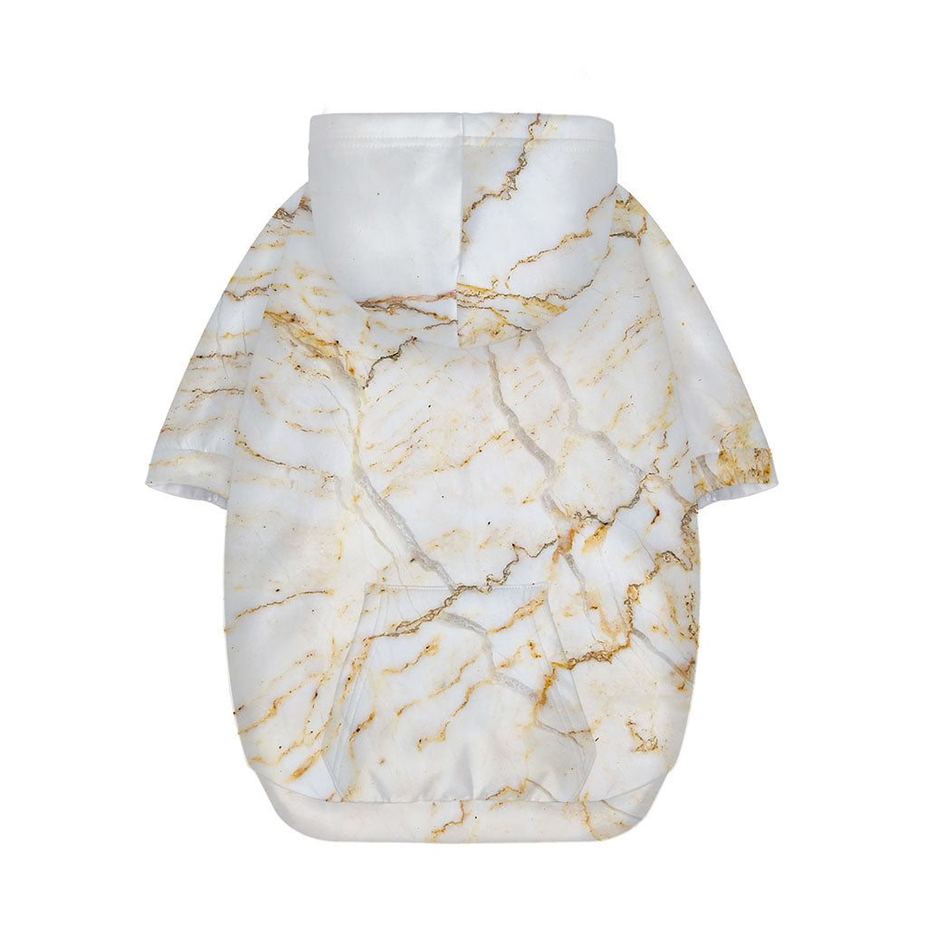 White Brown Grunge Marble Print Dog Zip Up Hoodie