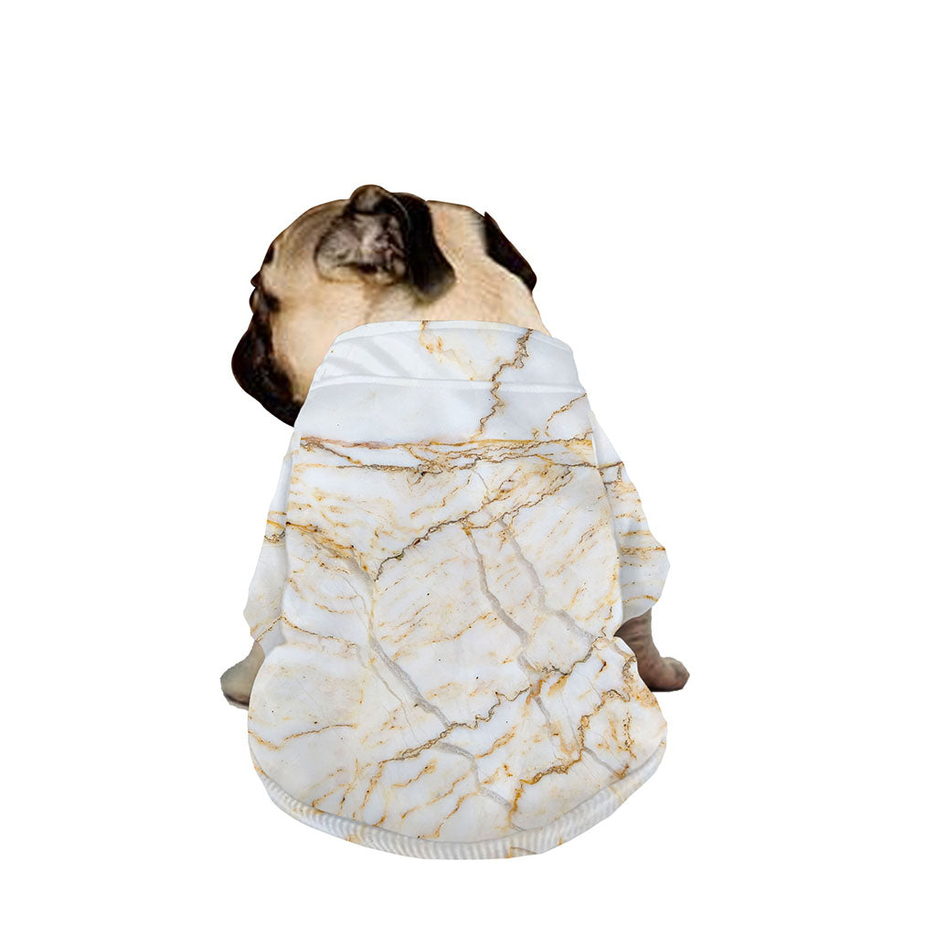 White Brown Grunge Marble Print Dog Zip Up Jacket