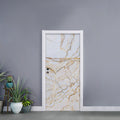 White Brown Grunge Marble Print Door Sticker