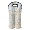White Brown Grunge Marble Print Double Neoprene Wine Tote