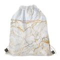 White Brown Grunge Marble Print Drawstring Bag