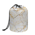 White Brown Grunge Marble Print Drawstring Makeup Bag
