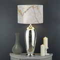 White Brown Grunge Marble Print Drum Lamp Shade