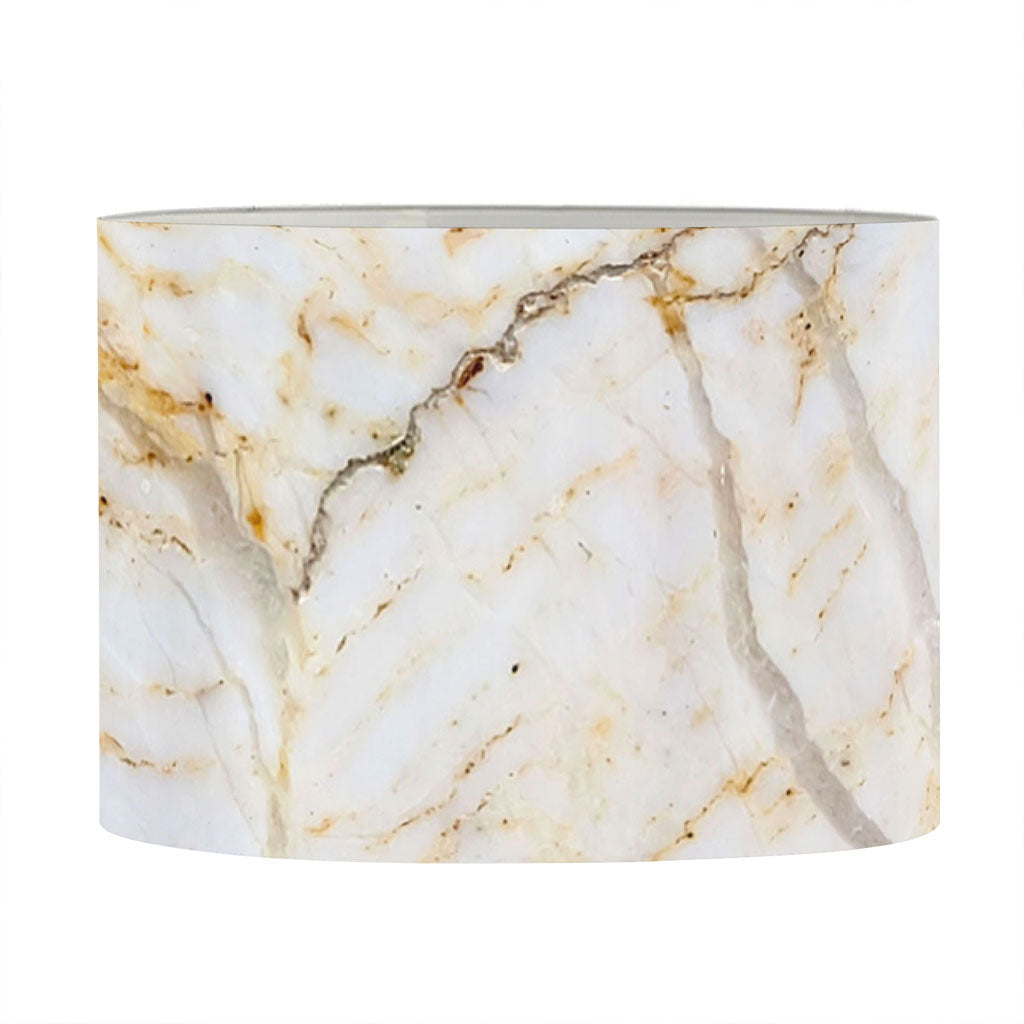 White Brown Grunge Marble Print Drum Lamp Shade