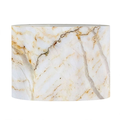 White Brown Grunge Marble Print Drum Lamp Shade