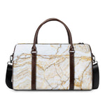 White Brown Grunge Marble Print Duffle Bag