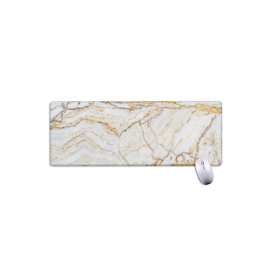 White Brown Grunge Marble Print Extended Mouse Pad