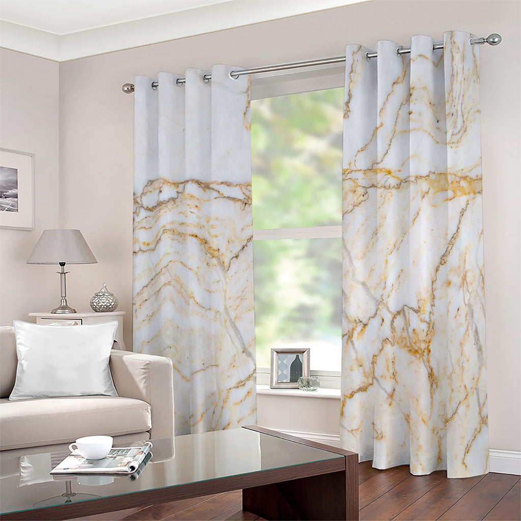 White Brown Grunge Marble Print Extra Wide Grommet Curtains