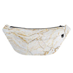 White Brown Grunge Marble Print Fanny Pack