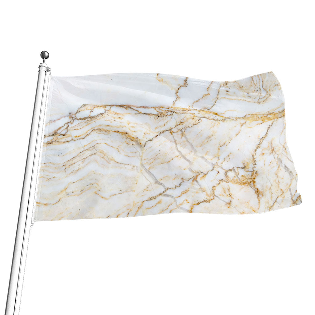 White Brown Grunge Marble Print Flag