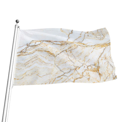 White Brown Grunge Marble Print Flag