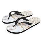White Brown Grunge Marble Print Flip Flops