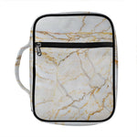 White Brown Grunge Marble Print Front Pocket Bible Bag