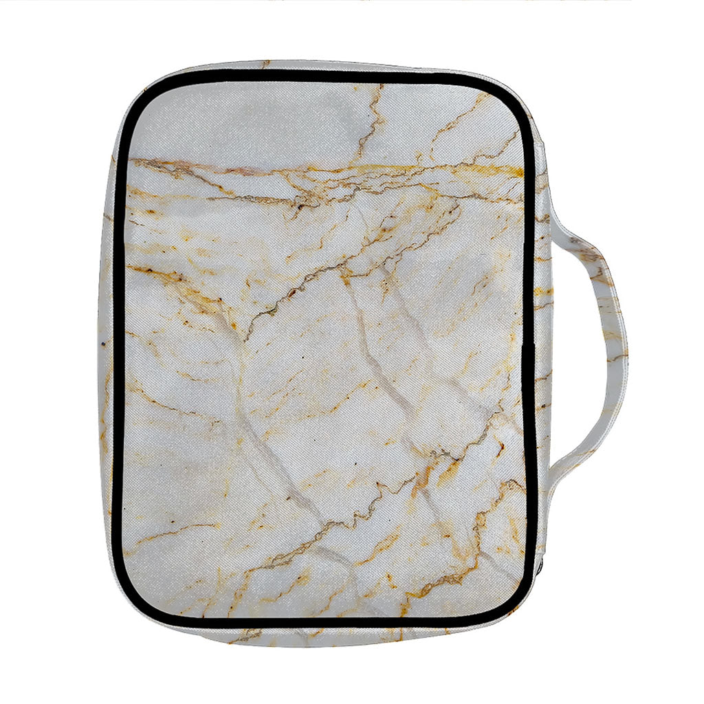 White Brown Grunge Marble Print Front Pocket Bible Bag