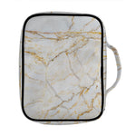White Brown Grunge Marble Print Front Pocket Bible Bag