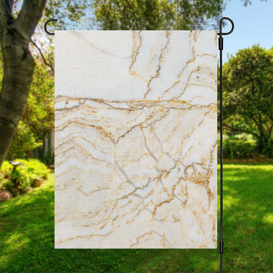 White Brown Grunge Marble Print Garden Flag