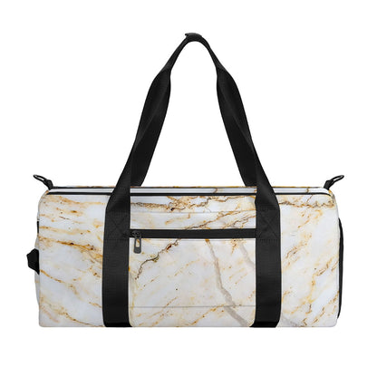 White Brown Grunge Marble Print Gym Bag