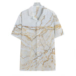 White Brown Grunge Marble Print Hawaiian Shirt